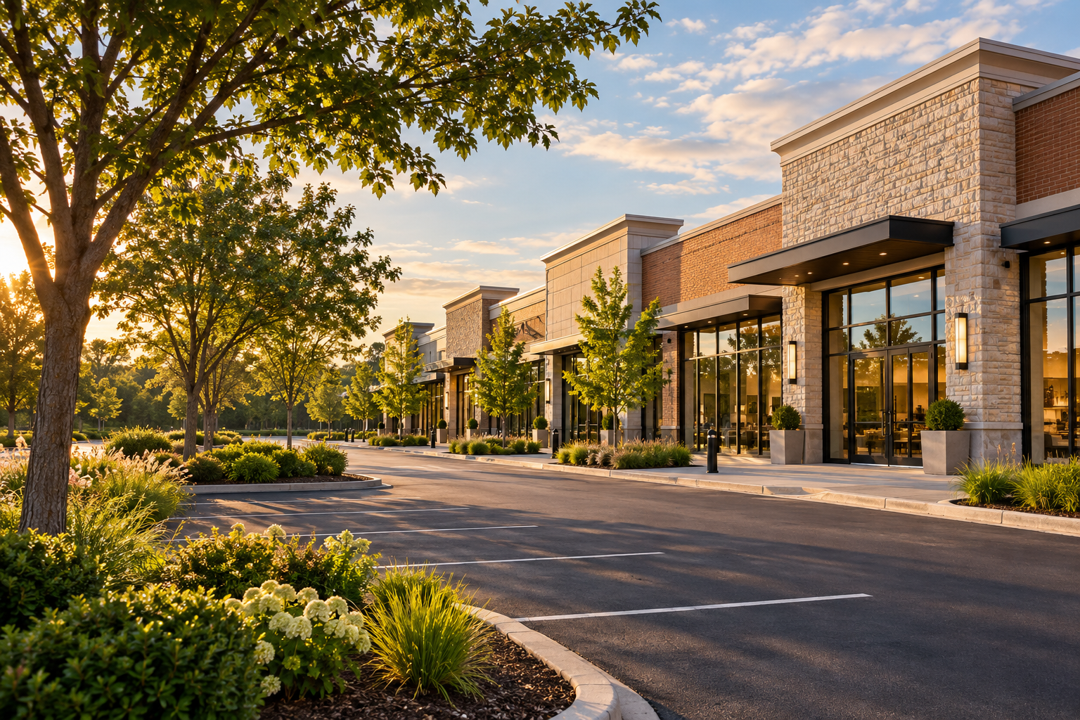 Commercial property with multiple storefronts